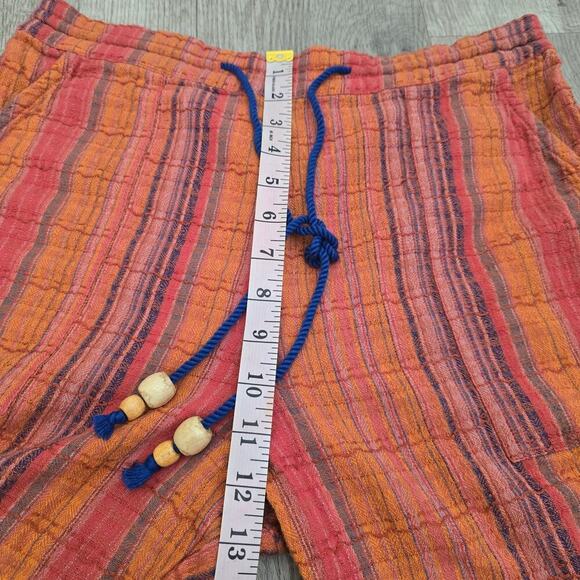 Sundance Artisan Striped Cotton Pants M Boho Drawstring Wide Leg Resort Cruise - Picture 5 of 10
